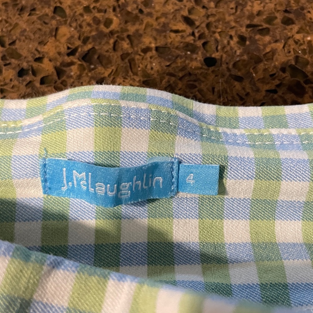 J.McLaughlin Masie pull-on shorts in green and white gingham print - Picture 3 of 8